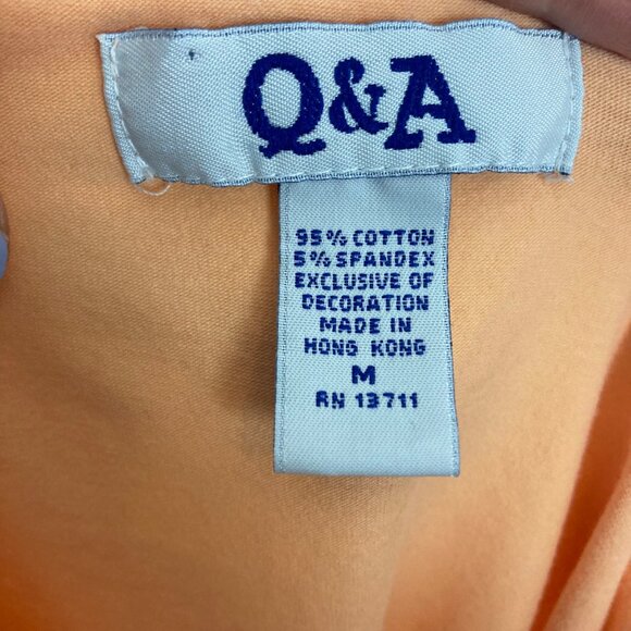 Vintage Y2K Q & A Tank Top Medium Orange Lace Trimmed Long Line Cami Layering - Picture 5 of 6